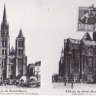 La basilique Saint-Denis avant et après l'incendie de la flèche (touchée par la foudre en 1837) - carte postale ancienne