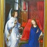 Rogier van der Weyden ou Roger de la Pasture (1339/1400 Tournai - 1464 Bruxelles) - Der Dreikönigsaltar aus St Columbia in Köln (Triptyque de l'Adoration des mages ou Retable de sainte Colombe) - 1450/55. Volet gauche (détail) : l'Annonciation (l'archange Gabriel annonce à Marie la venue du Christ).